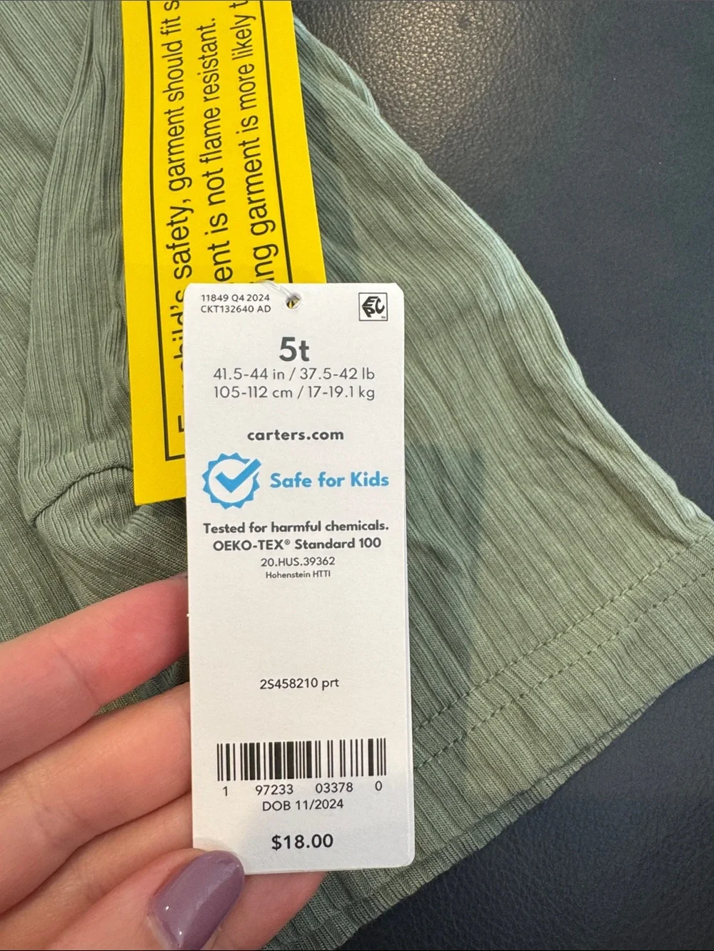 Purely Soft by Carter’s Olive Ribbed Long Sleeve pajamas Top & Pant Set